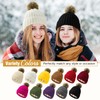 Satin Lined Beanie for Women Black Knit Winter Hats Silk