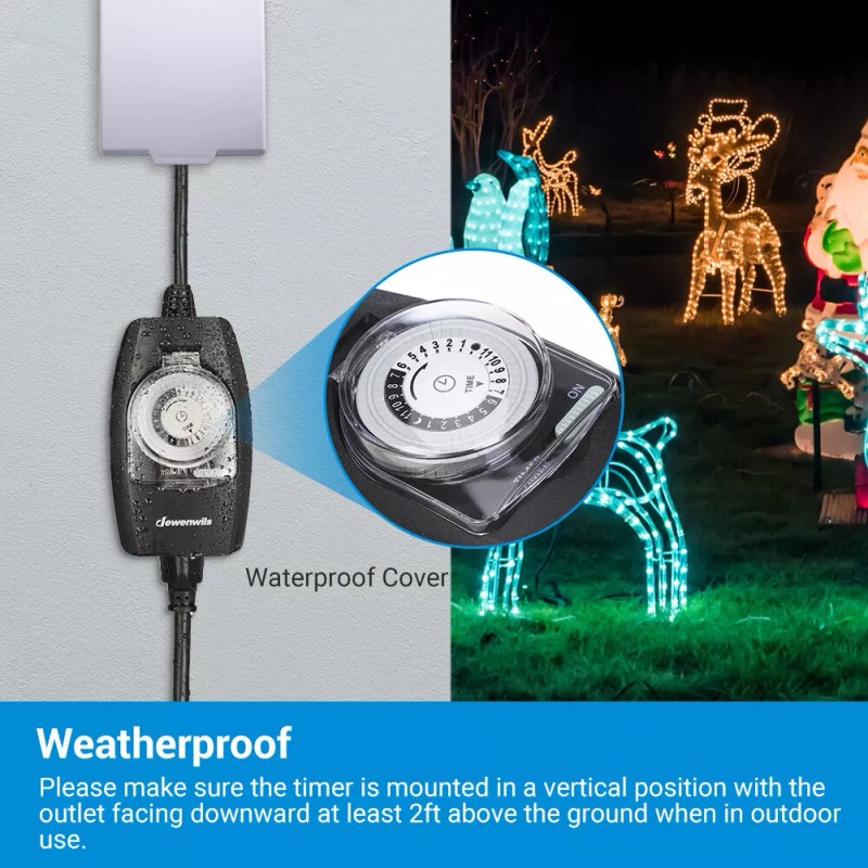 DEWENWILS Outdoor Light Timer Switch 24-Hour Programmable Timer for Christmas