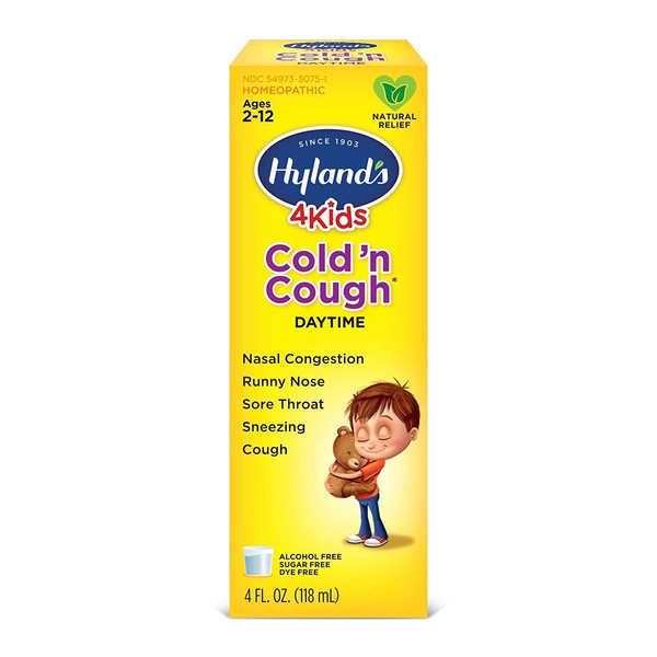 Cold Medicine for Kids Ages 2+ by Hylands, Cold and Cough 4 Kids Daytime, Cough Syrup Medicine for Kids, Decongestant, Allergy and Common Cold Symptom Relief, 4 Fl Oz Each