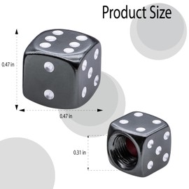 MEAJOO 6PCS Aluminum Dice Tire Valve Stem Caps, Universal Aluminium Alloy Dustproof Tire Valve Stem Covers for Cars, SUV, Trucks, Bikes, Motorcycles, Bicycles(Gray)