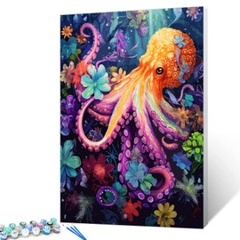 Tucocoo Octopus Paint by Numbers for Adults Kids Beginners,DIY Oil Painting Gift Kits,Adults Paint by Number Kits for Arts Craft Home Decor，Colorful Ocean Scenery(16 x 20Inches Without Frame)