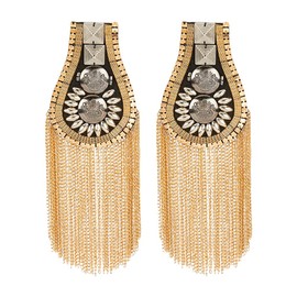 SUPERFINDINGS Pack of 2 Fashion Tassel Epaulettes Metal Punk Shoulder Badge Removable Platinum Epaulet Shoulder Decoration Fixed by Pin for Jackets Metal Punk Fringe