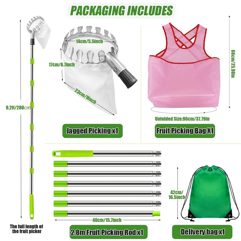 Fruit Picker and Gardening Harvest Storage Apron Set - 2.8m/9.2ft