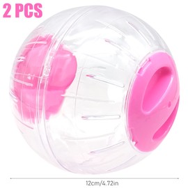 2 Pieces Hamster Ball, 12cm Small Animals Dwarf Hamster Ball Transparent Spinning Running Wheel Small Animals Cage Accessories (Red + Orange)