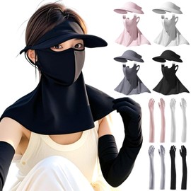 SHICHANG 2025 Summer New! Face Cover, UV Hat, Women's, Arm Cover, UPF 50+, Sun Protection, Sun Protection Hat, Cool Touch Mask, Washable, Sun Mask, No Suffocation, Long Length, Sweat Absorbent, Quick