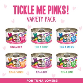 Weruva B.F.F. OMG - Best Feline Friend Oh My Gravy!, Tickle Me Pinks! Variety Pack, 2.8oz Can (Pack of 12)
