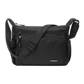 MOSISO Crossbody Bag Casual Shoulder Bag for Women Men, Waterproof Multifunction Handbag Travel Messenger Bag with 2 Horizontal Pockets, Black