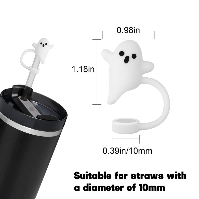 4 PCS Cute Ghost Straw Cover Cap,Straw Cover with 30&40