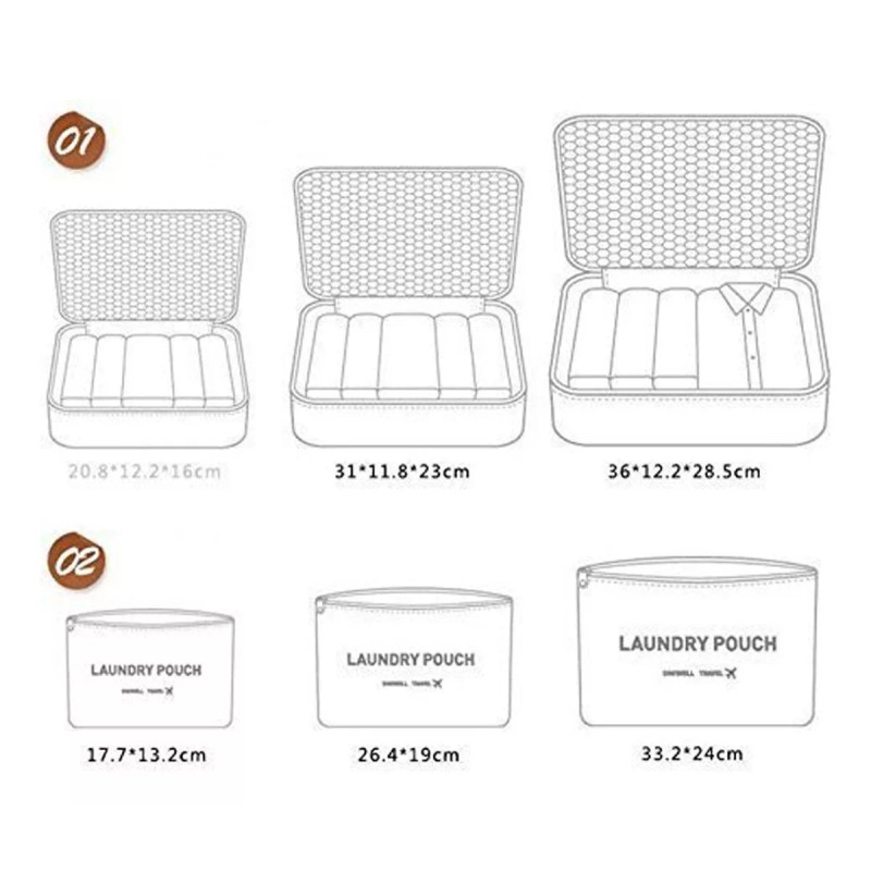 Lecute 6 Bolsas Organizador Ropa Maleta Viaje Multiusos Impermeable