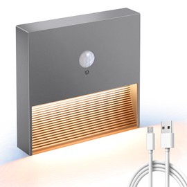 Rechargeable Battery Night Light Motion Sensor Light Indoor Warm White Stair Lights Night Light Motion Sensor Stick on Lights, Adjustable Brightness for Wall, Stairs, Cabinet, Hallway (1 Pack)