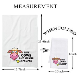 BDPWSS Cow Kitchen Towel Cow Lover Gift Farmer Gift I Like Cows and Maybe 3 People Cow Mom Cow Owner Gift Animal Lover Gift (I Like Cows TWCA)