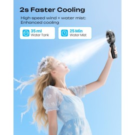 Otlonpe Handheld Misting Fan Portable, Powerful High Speed, Small Personal Rechargeable Cooling Mister Fan Water Spray Mist, 4000mAh Battery Operated for Travel Indoor Outdoor Hand Desk (Black)