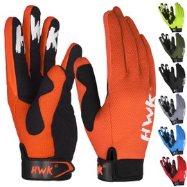 HWK Orange Large Motorcycle Gloves for Men & Women, Durable & Comfortable Tactical Gloves with Non Slip, Neoprene Palm Padding, Versatile & Temperature Resistant - Unisex-Adults, Ages 16 and Up