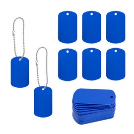StayMax Aluminum Dog Tag Blank Tags Stamping Blanks Dog Metal Tags Engraving Blanks with Short Ball Chain 25 Set (Blue)