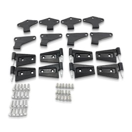 Torquizo 4-Door Hinge Assembly Kit Compatible with 2007-2018 Jeep Wrangler JK JKU Unlimited Rubicon Sahara, 16-Piece Door Hinges with 36 Bolts, Gloss & Matte Black Finish