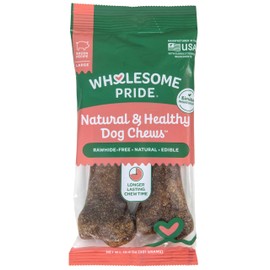Wholesome Pride Natural & Healthy Dog Chews 2Pk for Large Dogs, Bacon Flavor, Made in The USA