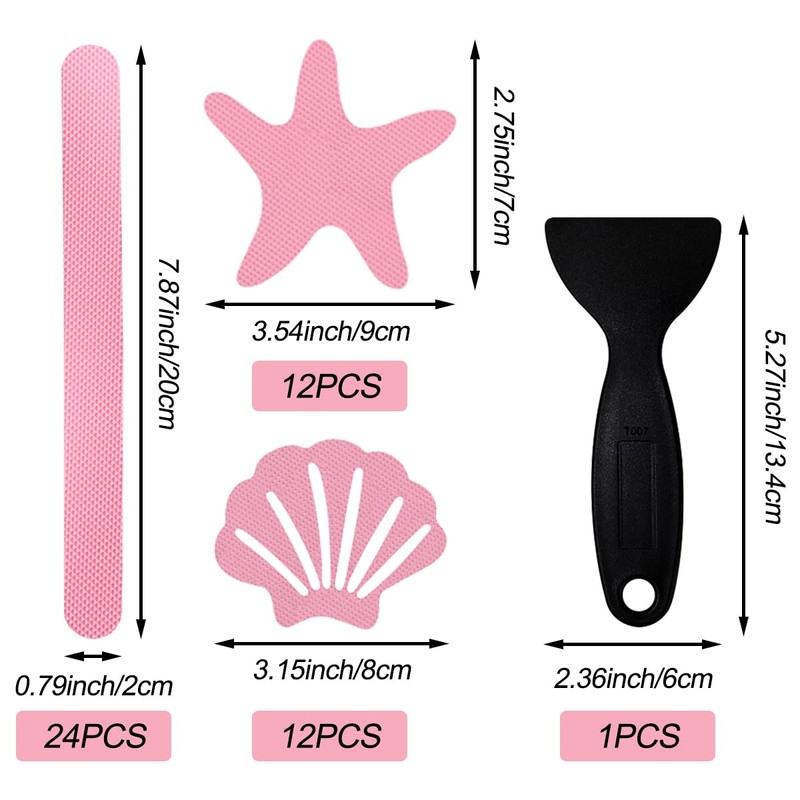 FULANDL 48PCS Bathtub Non Slip Stickers for Shower, Shell Starfish