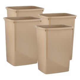Superio Large Kitchen Trash Can 13 Gallon, 52 Qt Waste Bin for Kitchen, Garage, Indoor and Outdoor Trash Can (4, Beige)