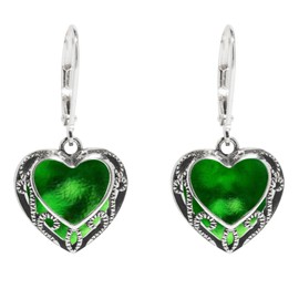 Bottled Up Designs Handmade Homespun Hearts Earrings, Recycled Vintage Glass, Sterling Silver, Eco Friendly, Made in USA, Mothers Day, Women, Anniversary (Green Beer Bottle)