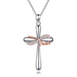 URONE Faith Cross Necklace 925 Sterling Silver Faith Necklace Cross Infinity Pendant Faith Jewelry Gifts for Women