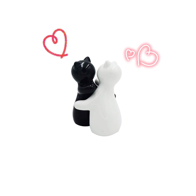 Holitika Cat Salt and Pepper Shakers, Cute Hugging Cat Couple