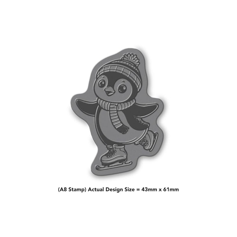 A8 'Happy Penguin Ice Skating' Unmounted Rubber Stamp (RS00056666)