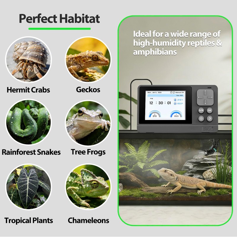 J&A Reptile Mister, Automatic Misting System for Terrarium with Adjustable