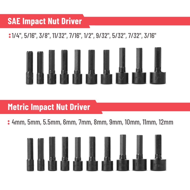 Bates Choice Power Nut Driver Set, 20 pcs, Metric &