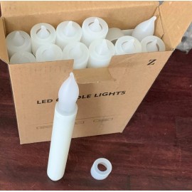 Raycare LOT OF 12 Raycare LED Flameless Taper Candles Battery Operated warm yellow flick