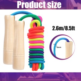 Children's Skipping Rope with Wooden Handle, 260 cm Adjustable Rope Skipping Rope Children with Wooden Handle, Skipping Rope, Skipping Rope Kids for Boys and Girls