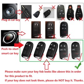 M.JVisun Genuine Carbon Fiber Key Fob Cover for Dodge Challenger Charger Durango Journey RAM / for Chrysler 200 300 300C / for Fiat 500 500L 500X Smart Car Remote Key Fob Case for Men Women - Black