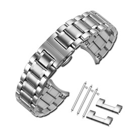 [ＳＥＵＥＲ＼時仕] 腕時計バンド ステンレス鋼 クイックリリース ベルト Dバックル 観音開き ワンプッシュ式 5連 無垢 交換 ベルト 男女通用 調整工具付 耐久性高い 2色 3サイズ (シルバー, 18mm)