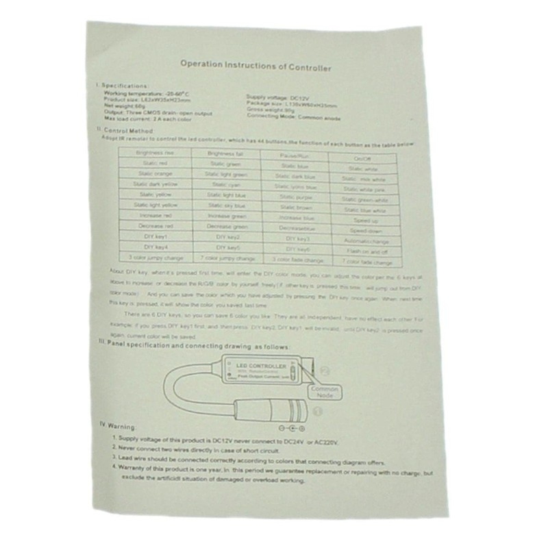 Mini RGB LED IR Controller Wireless + 44Key Remote Control