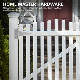 HOME MASTER HARDWARE 6 Inch Stainless Steel Gate Hinges for Wooden Fences Heavy Duty Tee Hinges,Shed Door Hinge,T-Strap Hinge for Outdoor Barns Gate with Screws 4 Pack