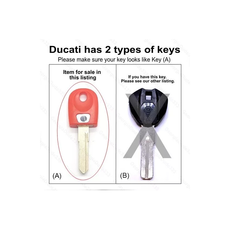 Aftermarket Ducati Aftermarket Double Sided Red Key Blank with T5