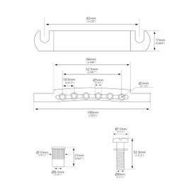 Banworks 6-String Fixed Bridge Tailpiece 52.5mm (2-1/16") Tune-o-matic Stop Tailpiece for Epiphone EPI LP Les Paul/SG Electric Guitars JT/LXB-01 Golden