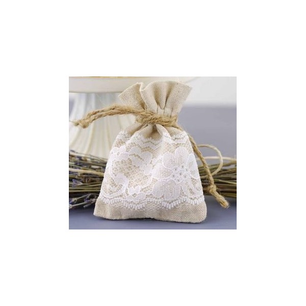 Linen and Lace Favor Bags for Rustic Weddings - Set of 120