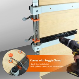 RUITOOL Drawer Slide Jig with Toggle Clamp & Magnetic Arm - Precision Cabinet Drawer Jig Tool with Laser-Engraved Dual-Scale Mark for Mounting Drawer Slide, Fast & Accurate Installation for DIY & Pro