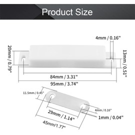MroMax 8Pcs Double Magnetic Catchs 3.74" Long Plastic Cabinet Latches for Kitchen Closet, Bathroom Cupboard, Drawers and Shutters with Mounting Screws (Large White)