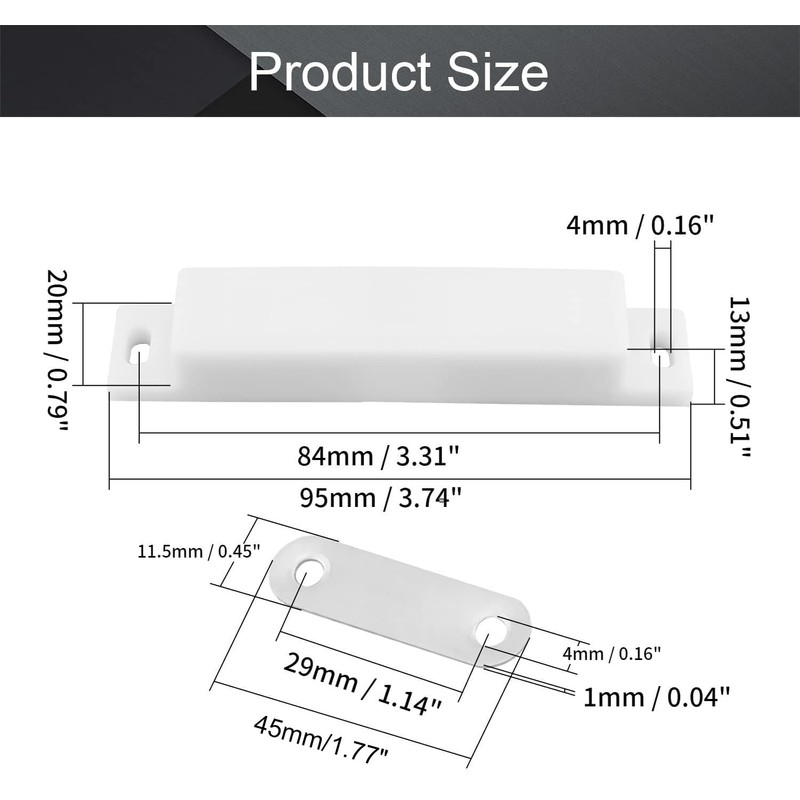 MroMax 8Pcs Double Magnetic Catchs 3.74" Long Plastic Cabinet Latches