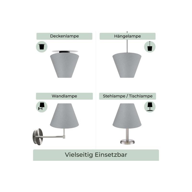 Wogati® Premium Lampshade, E14/E27, Cotton, Various Sizes and Colours, Colour: