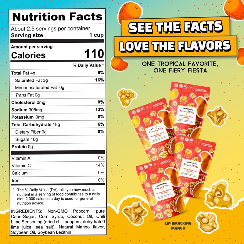 Palomitaz Gourmet Popcorn Lip-Smacking Mango Popcorn Sweet & Spicy Mexican-Style
