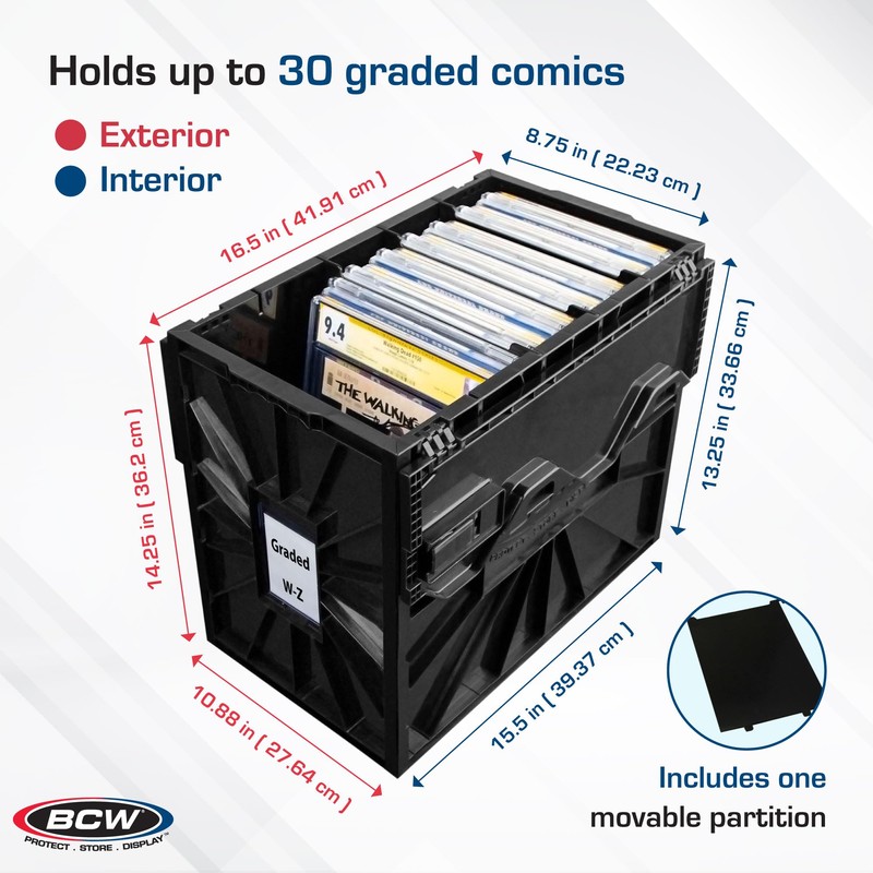 BCW Graded Comic Book Bin with Partition – Black (1