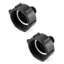QWORK IBC Tote Tank Drain Adapter, 2" Coarse Thread x 3/4" Male NPT Hose, 60mm Buttress, 2 Piece