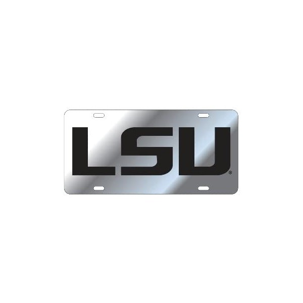 LSU Tigers Silver-Black Mirrored License Plate Tag