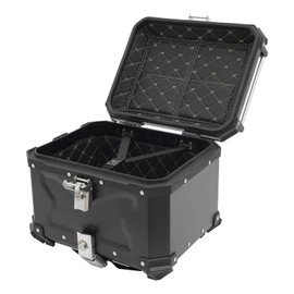 choayun 45L Motorcycle Trunk, Universal Aluminum Motorcycle Tail Bag, Motorbike Top Case with Lock & Strap & PU Lining, 9.9Gal Waterproof Detachable Trunk Storage Box for Motorcycles