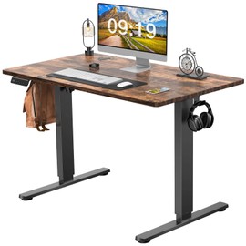 ZJMTOCYU Electric Height Adjustable Standing Desk for Ergonomic Comfort, Smooth Lift System, Cable Management, Brown, 40'' x 24''