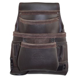 Graintex OS2220 10 Pocket Oil Tanned Leather Nail & Tool Pouch Dark Brown Color for Constructor/Electrician/Plumber