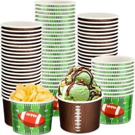 80 Pcs Football Party Supplies Football Snack Bowl 9 oz Game Day Football Bowls Paper Cups Football Serving Bowl Disposable Paper Bucket for Family Dinner Tailgate Parties Sports Event, 2 Styles