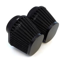 2 Pack Universal Performance High Flow Tapered Oval Clamp On Pod Air Filter Intake Cleaner 50mm Black Motorcycle Scooter ATV UTV Cafe Racer Dirt Bike Moped